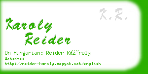 karoly reider business card